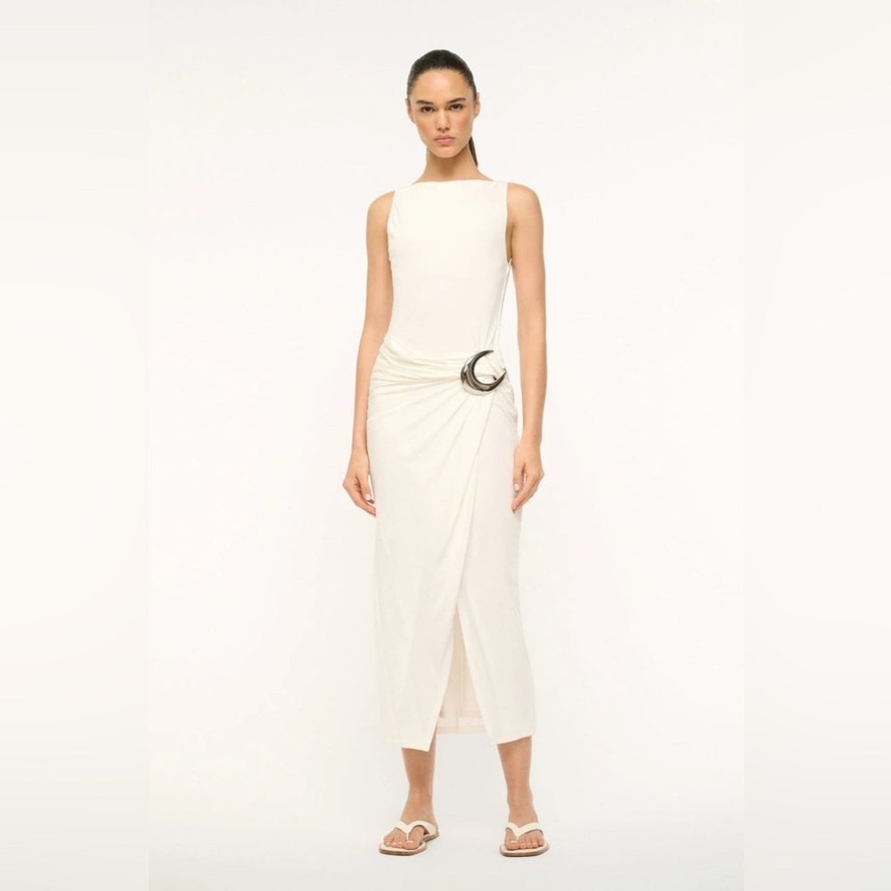STAUD Talia Sleeveless Dress in Ivory Sz Large NWT
